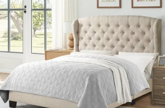 Fabric Upholstered Bed, Tufted Headboard Adjustable Height Bed Frame – @Wayfair !