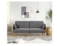Better Homes & Gardens 73″ Reading Futon, Natural Rubber Wood Legs & Arms, Grey Linen Fabric
