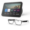 Amazon Echo Frames (newest model) + Echo Show 8 (newest model), Smart Glasses with Alexa, Modern Rectangle frames in Charcoal Gray with blue light filtering lenses