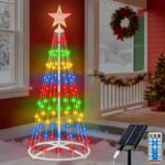 Outdoor Solar Christmas Cone Tree Lights Decorations