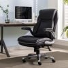 Serta® Smart Layers™ Brinkley Ergonomic Bonded Leather High-Back Executive Office Chair, Black/Silver