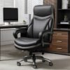 Shaquille O’Neal™ Maximos Big & Tall Ergonomic Vegan Leather High-Back Executive Office Chair, Black/Silver, BIFMA Compliant