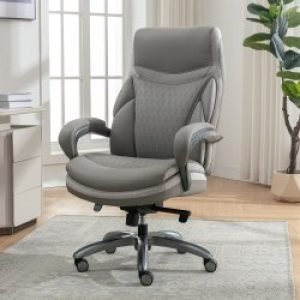 Shaquille O’Neal™ Maximos Big & Tall Ergonomic Vegan Leather High-Back Executive Office Chair, Gray/Silver, BIFMA Compliant