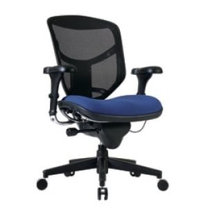 WorkPro® Quantum 9000 Series Ergonomic Mesh/Premium Fabric Mid-Back Chair, Black/Royal, BIFMA Compliant