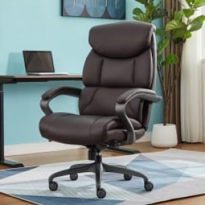 Serta® SmartLayers™ Bellmore Big & Tall Ergonomic Executive Office Chair with Pebbled-Texture Vegan Leather, Brown/Dark Gray