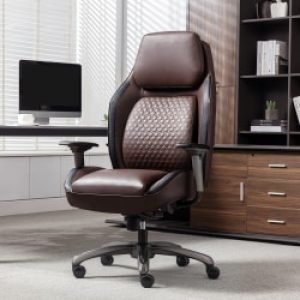 Shaquille O’Neal™ Zephyrus Ergonomic Bonded Leather High-Back Executive Office Chair, Walnut/Silver, BIFMA Compliant