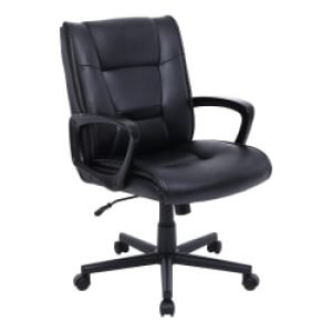 Realspace® Rezzi Vegan Leather Mid-Back Manager Office Chair, Black