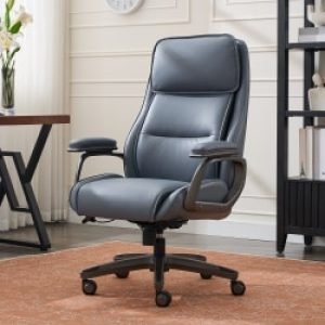 Serta® SmartLayers™ Mosby Ergonomic Vegan Leather High-Back Executive Office Chair, Blue/Dark Gray