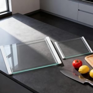Tempered Glass Cutting Board with Juice Grooves