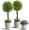Fake Plants in Farmhouse Concrete Planter