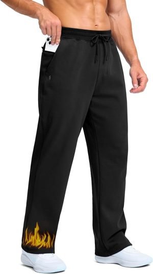 Men’s Fleece-Lined Sweatpants with Zipper Pockets 