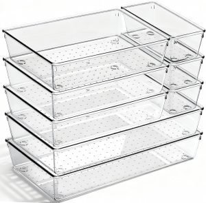 Large Size Clear Plastic Drawer Organizer Bins