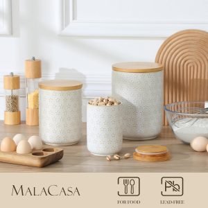 MALACASA Ceramic Canisters Set with Airtight Lids
