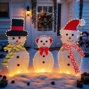 3-Piece Lighted Snowman Christmas Decorations