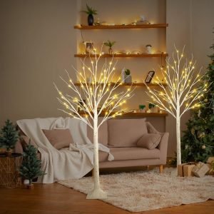 Lighted Birch Tree for Christmas Decorations- 2 packs
