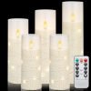 Flameless LED Pillar Candles with Remote Control and Timer, Battery Operated Flickering Electric Candles Set of 5