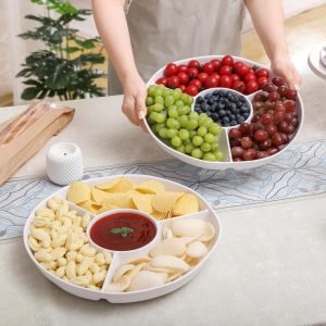 White Chip and Dip Serving Set, Divided Serving Platter Set