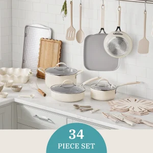 The Pioneer Woman Sutton 34-Piece Ceramic Nonstick Cookware