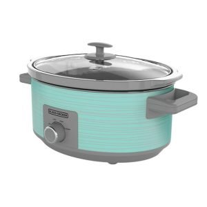 BLACK+DECKER 7-Quart Slow Cooker, SC2007D, Lid Holder, 3 Heat Settings, Extra Large Handles, Dishwasher Safe, Teal
