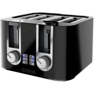 BLACK+DECKER 4-Slice Toaster with 7 Shade Settings and Extra-Wide Slots, TR0045B