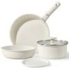 Carote 6 Pcs Nonstick Pots and Pans, Cookware Set with Detachable Handle, Oven Safe, Stackable Kitchen Cookware, White