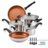 Farberware Classic Traditions 12 Pcs Stainless Steel Cookware Set Induction Compatible with Ceramic Nonstick Frying Pans and Cooking Utensils, Metal Utensil Safe, Dishwasher Safe, Stainless Steel