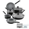 Farberware Easy Clean Pro 14 Pcs Ceramic Nonstick Cookware Set with Cooking Tools, Dishwasher Safe, Black