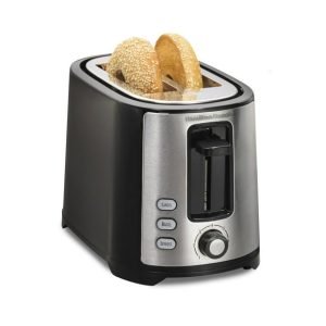 Hamilton Beach 2-Slice Bread and Bagel Toaster with Extra-Wide Slots and Drop-Down Crumb Tray, Black