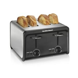 Hamilton Beach 4-Slice Toaster, Wide Slots, Bagel Function, Toast Boost, & Crumb Tray, Stainless