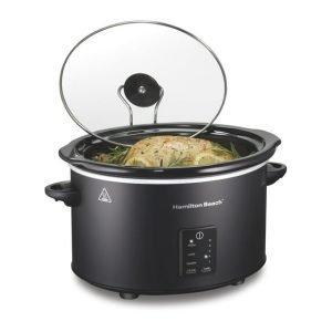 Hamilton Beach 5 Qt Programmable Slow Cooker, Stoneware Crock with Removable Pot, Black