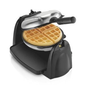Hamilton Beach Belgian Waffle Maker with Removable Non-Stick Grids, Roataing Waffle Iron, Stainless Steel
