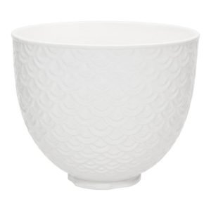 KitchenAid 5-Quart Mermaid Lace Ceramic Bowl, White, KSM2CB5TWM