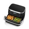 Ninja Foodi 7 Qt Air Fryer, 6-in-1 DualZone FlexBasket Air Fryer with MegaZone & Basket Divider, Large Proteins & Full Meals, Smart Finish Cook 2 Foods 2 Ways, Bake & More, Black