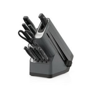 Ninja Foodi NeverDull 10-Piece Stainless Steel Essential Knife System with Sharpener, K12010 Black/Gray