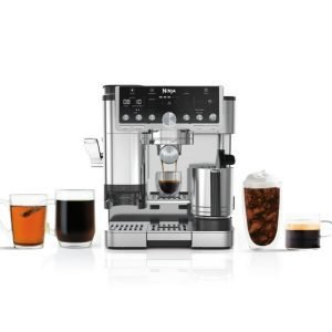 Ninja Luxe Caf Pro Series, Espresso Machine, Drip Coffee, Cold Brew, Hot Water, Integrated Tamper, Built-in Grinder, Hands-Free Frother for Cappuccinos, Lattes, Americanos, Dairy or Non-Dairy, ES701
