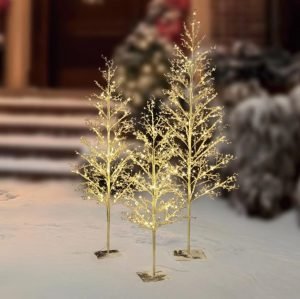 3 Pack Warm White Twinkling LED Icy Cube Beaded Tree @Walmart