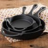 The Pioneer Woman Timeless Beauty 3 Piece Cast Iron Skillet Set Pre Seasoned Oven Safe, Black