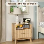 Night Stand Set 2 with Charging Station & Glass Top