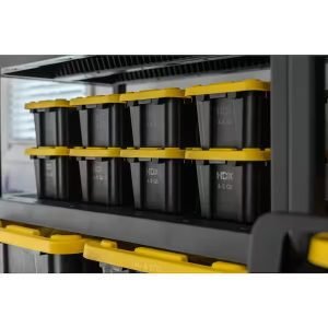 6.5-Qt Tough Storage Tote in Black with Yellow Lid