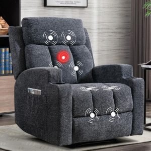 33.5 in. W Gray Fabric Manual Massage Recliner Chair