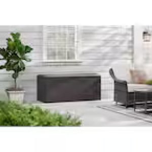 150 Gal. Brown Resin Wicker Outdoor Storage Deck Box with Lockable Lid