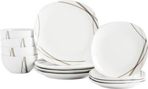 Tabletops Unlimited Curves Square 12 Pc. Dinnerware Set, Service for 4