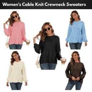 Women’s Cable Knit Crewneck Sweaters