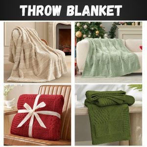 Amelie Home Checkered Chenille Knit Throw Blanket