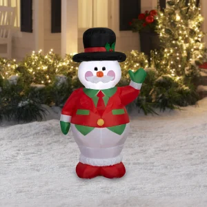 4 ft Vintage Snowman with Top Hat Christmas Airblown Yard Inflatable At Walmart