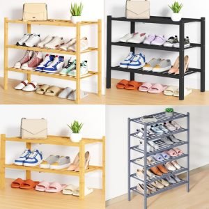 Smiry Shoe Rack – 3 Tier Thick Bamboo Shoe Organizer