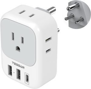 TESSAN US to India Plug Adapter