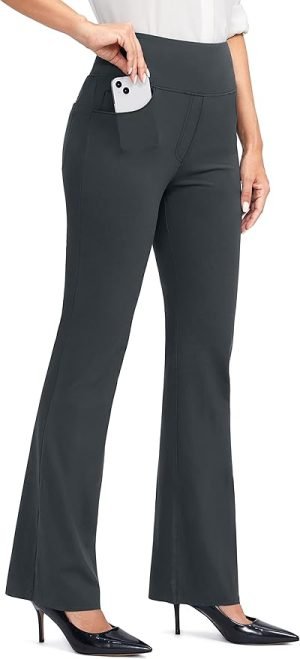 Womens High Waist Yoga Dress Pants with Pockets