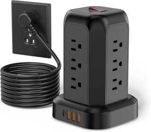 Tower Power Strip Surge Protector with USB Ports