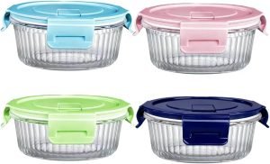 Round Small Glass Food Storage Containers with Lids